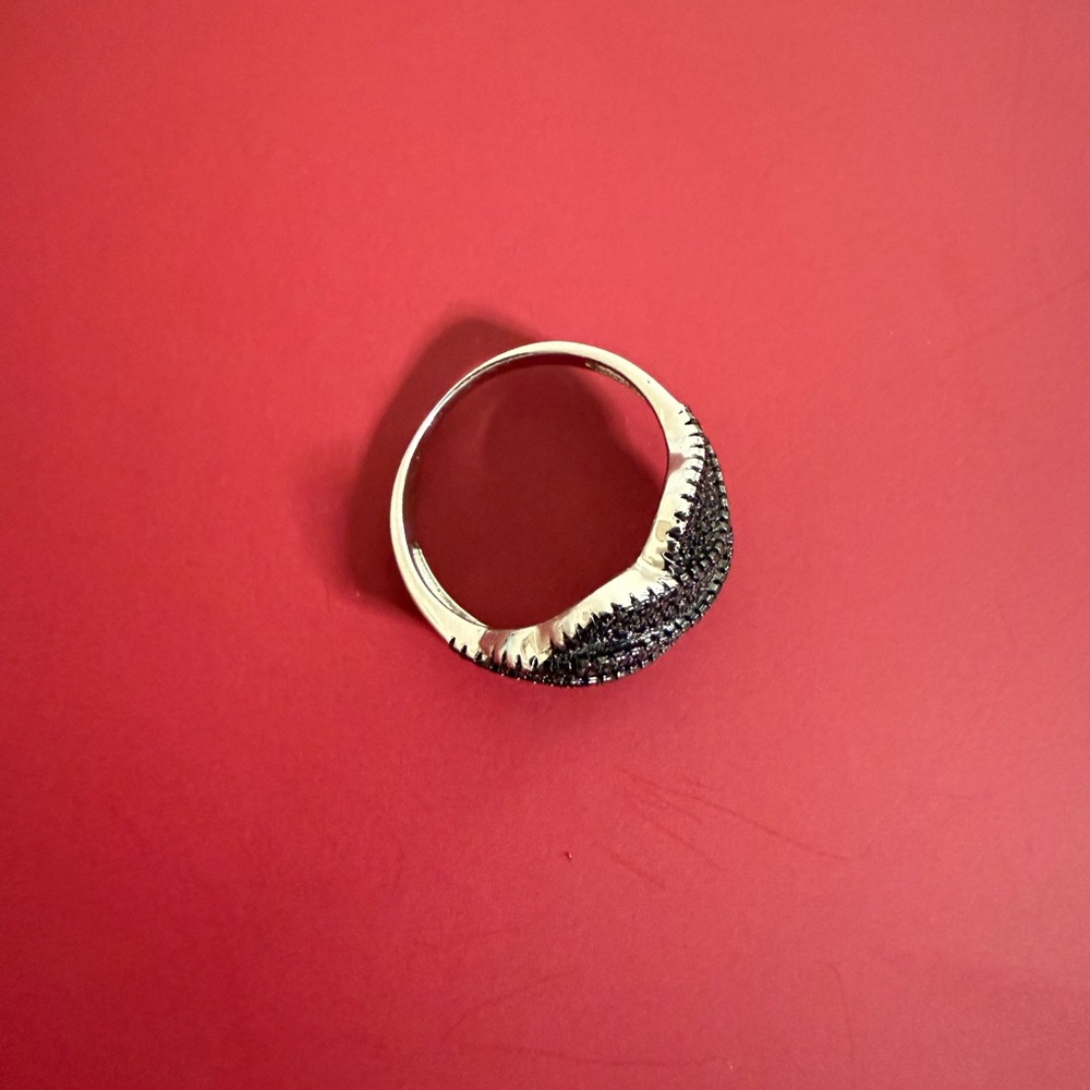 Sterling Silver Black Pave Statement Ring - image 4